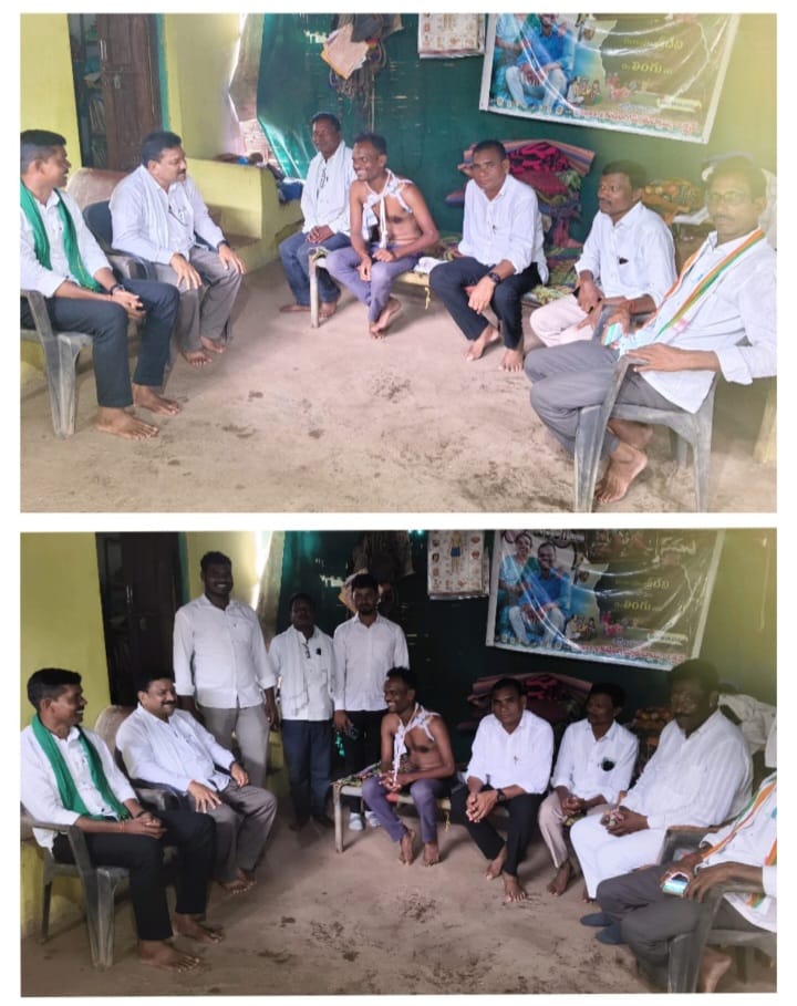 మార్కెట్ కమిటీ డైరెక్టర్ మండడి లింగును పరామర్శించిన మాజీ ఎమ్మెల్యే ఆత్రం సక్కు & జైనూర్ మార్కెట్ చైర్మన్ కుడ్మెత విశ్వనాథ్ రావు.